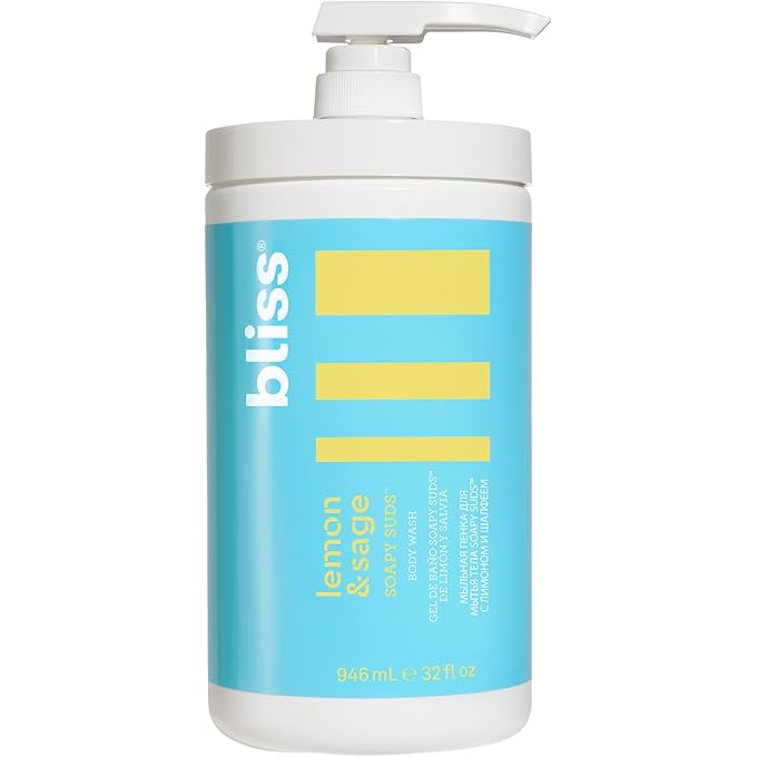Bliss Lemon & Sage Soapy Suds Body Wash | Gentle & Hydrating for Supremely Soft Skin | Paraben Free, Cruelty Free | 32 fl oz